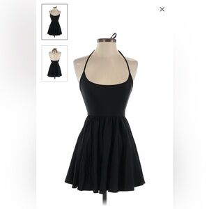 American Apparel Nylon Tricot Figure Skater Mini Halter Dress Black Size Med